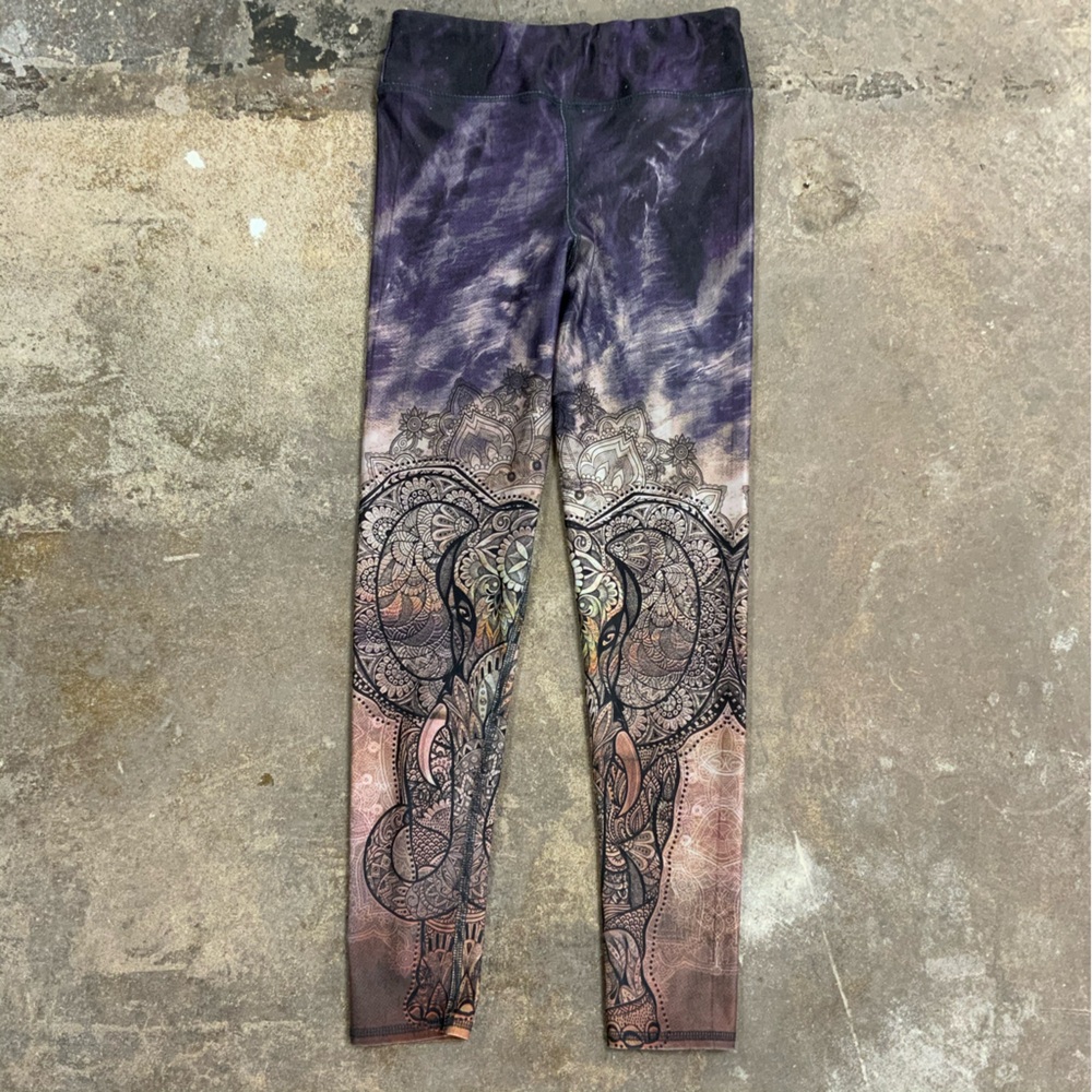 Evolution And Creation Active Elephant Leggings Hippe Yoga Womens Size XS - OBO